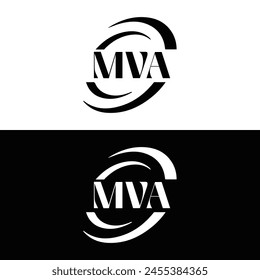 MVA logo. M V A design. White MVA letter. MVA, M V A letter logo design. Initial letter MVA linked circle uppercase monogram logo. M V A letter logo vector design. 