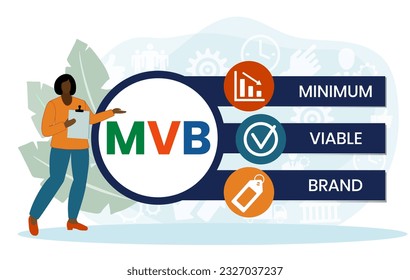 MVB - Minimum Viable Brand acronym. business concept background. vector illustration concept with keywords and icons. lettering illustration with icons for web banner, flyer