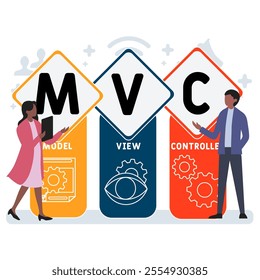 MVC - model view controller acronym. business concept background. vector illustration concept with keywords and icons. lettering illustration with icons for web banner, flyer, landing pag