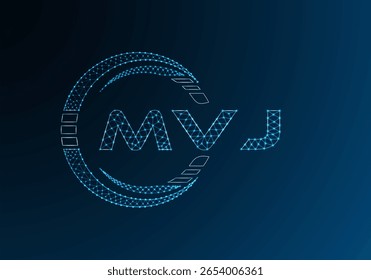 MVJ Low-Poly-Buchstaben-Logo, Vektordesign. MVJ Logodesign mit niedrigem Poly. Low-Poly-Logo