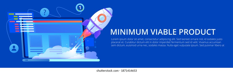 MVP concept banner. Minimum viable product. Vector cartoon illustration.