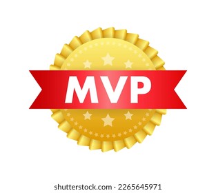 MVP gold medal award. Most valuable player. Vector stock illustration