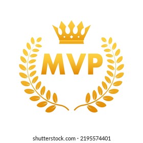 MVP gold medal award on white background. Vector stock illustration.