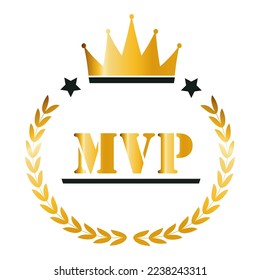 MVP gold medal award on white background. Vector stock illustration.