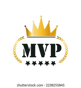 MVP gold medal award on white background. Vector stock illustration.