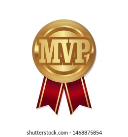 MVP Gold Medal Badge With Red Ribbon