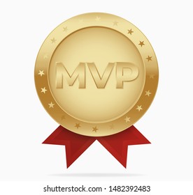 Mvp Golden Medal Award Vector. Most Valuable Player Reward .