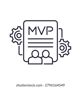 MVP icon, Minimum Viable Product line design on white