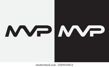 MVP letter monogram logo design. alphabet font overlap style