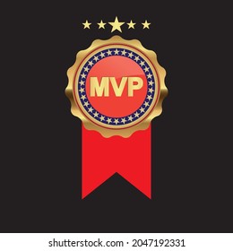 MVP Luxury Gold Medal Award. Vector Most Valuable Player Trophy Logo