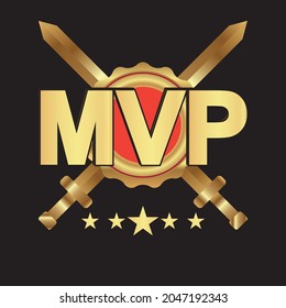 MVP Luxury Gold Medal Award. Vector Most Valuable Player Trophy Logo