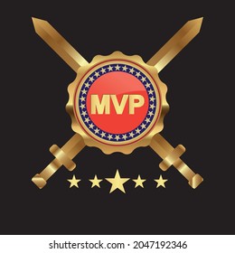 MVP Luxury Gold Medal Award. Vector Most Valuable Player Trophy Logo