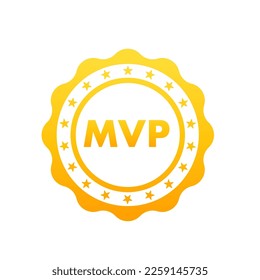 MVP luxury stamp, award gold medal on a white isolated background. Vector illustration