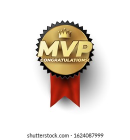 MVP Most Valuable Player Gold Badge Concept With Champion Crown Above The Luxury Gold Styled MVP Phrase