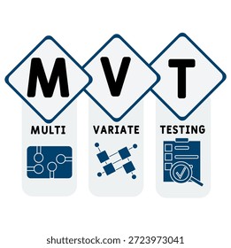 MVT - multivariate testing acronym. business concept background. vector illustration concept with keywords and icons. lettering illustration with icons for web banner, flyer, landing