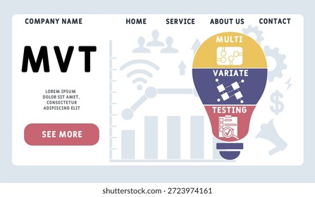 MVT - multivariate testing acronym. business concept background. vector illustration concept with keywords and icons. lettering illustration with icons for web banner, flyer, landing