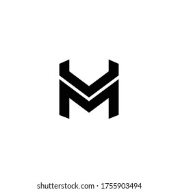 Mv,Vm-Logo, Letter-Design-Vektorgrafik 