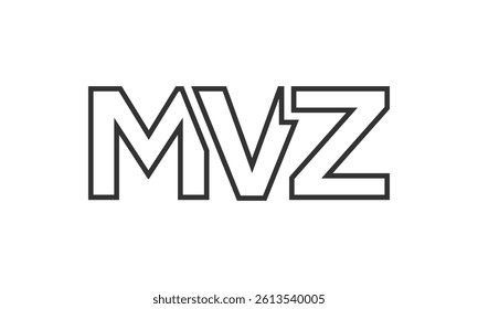 MVZ logo design template with strong and modern bold text. Initial based vector logotype featuring simple and minimal typography. Trendy company identity ideal for businesses brand presence.