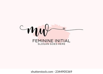 MW beauty monogram and elegant logo design handwriting logo of initial signature, wedding, fashion, floral and botanical with creative template.