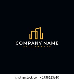 MW Building Logo Icon design monoline style.eps