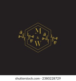 MW elegant wedding initial logo in high quality professional design that will print well across any print media