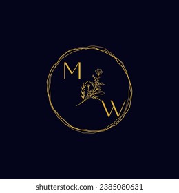 MW elegant wedding initial logo in high quality professional design that will print well across any print media