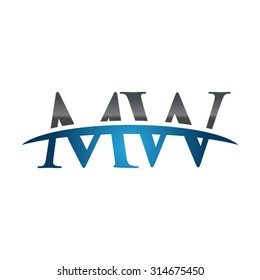 MW initial company blue swoosh logo