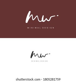 MW Initial handwriting or handwritten logo for identity. Logo with signature and hand drawn style.