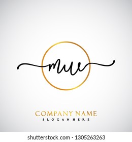 MW Initial Handwriting logo template vector