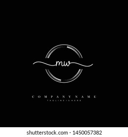 MW initial handwriting logo template vector