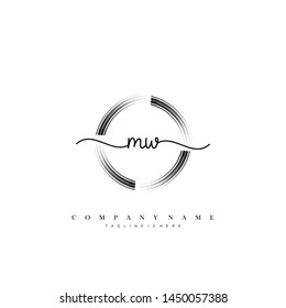 MW initial handwriting logo template vector