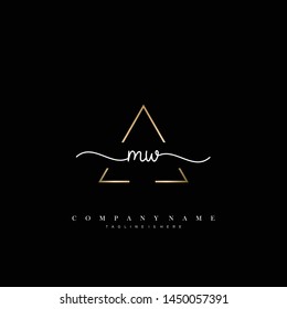MW initial handwriting logo template vector