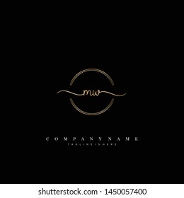 MW initial handwriting logo template vector