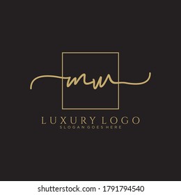 MW vector de la plantilla del logotipo de escritura manual inicial