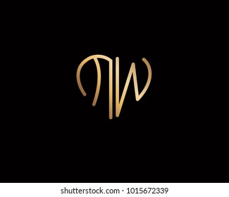 MW initial heart shape gold colored logo