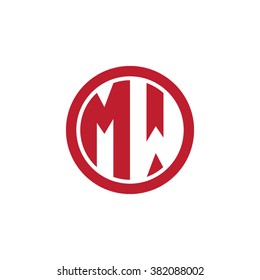 Letras iniciales MW logotipo comercial rojo