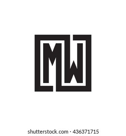 MW initial letters looping linked square monogram logo