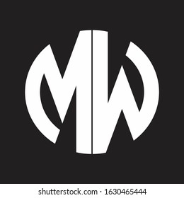 MW Initial Logo design Monogram Isolated on black and white