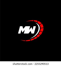 MW initial monogram for automotive logo with speed image design vector
