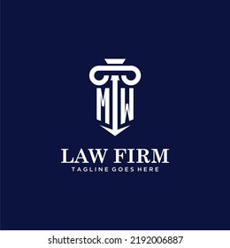 Legitimidad inicial del logotipo del monograma MW con diseño de hitos