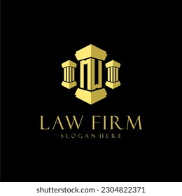 Logo inicial del monograma MW para la firma de abogados con diseño de hitos