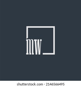 MW initial monogram logo with rectangle style dsign