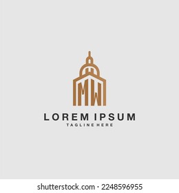 MW initial monogram real estate logo with imperium style desgn