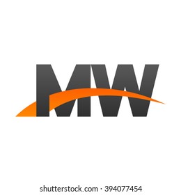 MW initial overlapping swoosh letter logo black orange