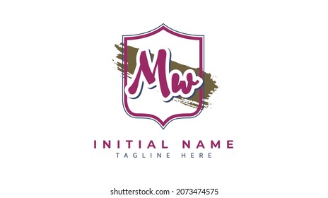 Mw Initials, handwriting logo vector