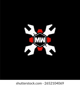 MW Initiales Vektor Stok Otomotif Logo Design