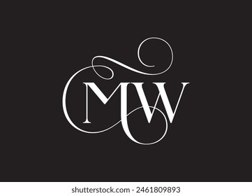 MW latter ligature typography logo design template