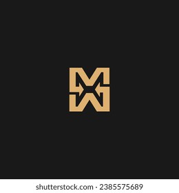 MW-Buchstaben Logo-Design mit Vorlage einzeln auf schwarzem Hintergrund,
