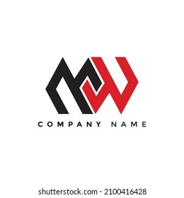 MW letter logo design or MW logo vector design template