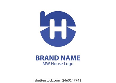 Logo de la letra MW con la letra H en el espacio negativo con el concepto del diseño de la casa. Letra H Plantilla de diseño de logotipo. Letra inicial H Ilustración vectorial de diseño de logotipo.